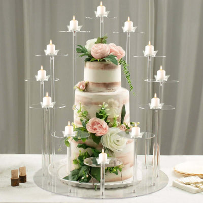 Acrylic Cake Stand with 12-Arm Tiered Cupcake Holders 29" Clear - Sturdy Multi-layer Dessert Display Tower Centerpiece for Weddings & Dessert Buffets