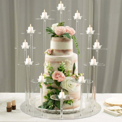 Acrylic Cake Stand with 12-Arm Tiered Cupcake Holders 29" Clear - Sturdy Multi-layer Dessert Display Tower Centerpiece for Weddings Gala Events & Dessert Buffets