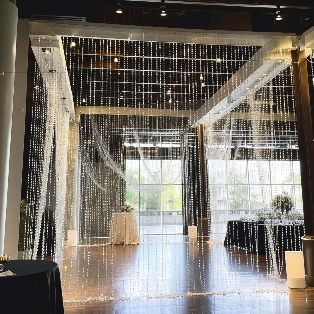Decorative string lights creating an elegant atmosphere for events.