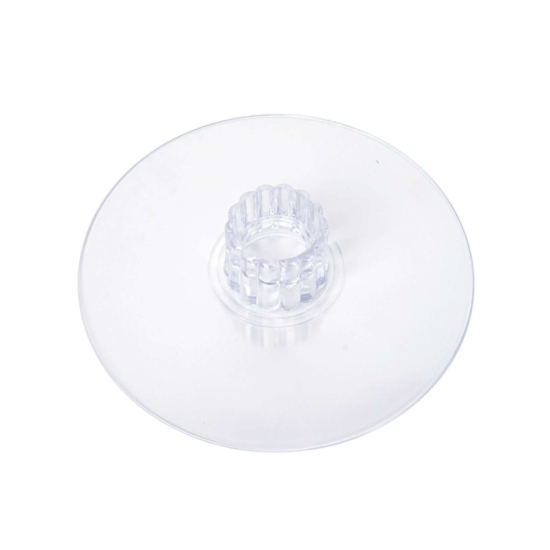 Clear plastic cake stand with a decorative base