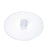 Clear round cake stand with raised center.