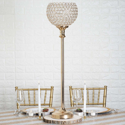 Acrylic Votive Candle Holder 37" Crystal Goblet Design Gold - Table Centerpiece for Weddings