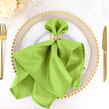 5 Pack | Apple Green Seamless Cloth Dinner Napkins, Reusable Linen | 20"x20"