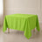 Apple green polyester tablecloth 90"x90" - wrinkle-resistant and durable.