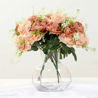 2-Pack Artificial Peony Flower Bouquet – 14" Natural Silk Floral Arrangement for Wedding Centerpieces, Home or Table Decor