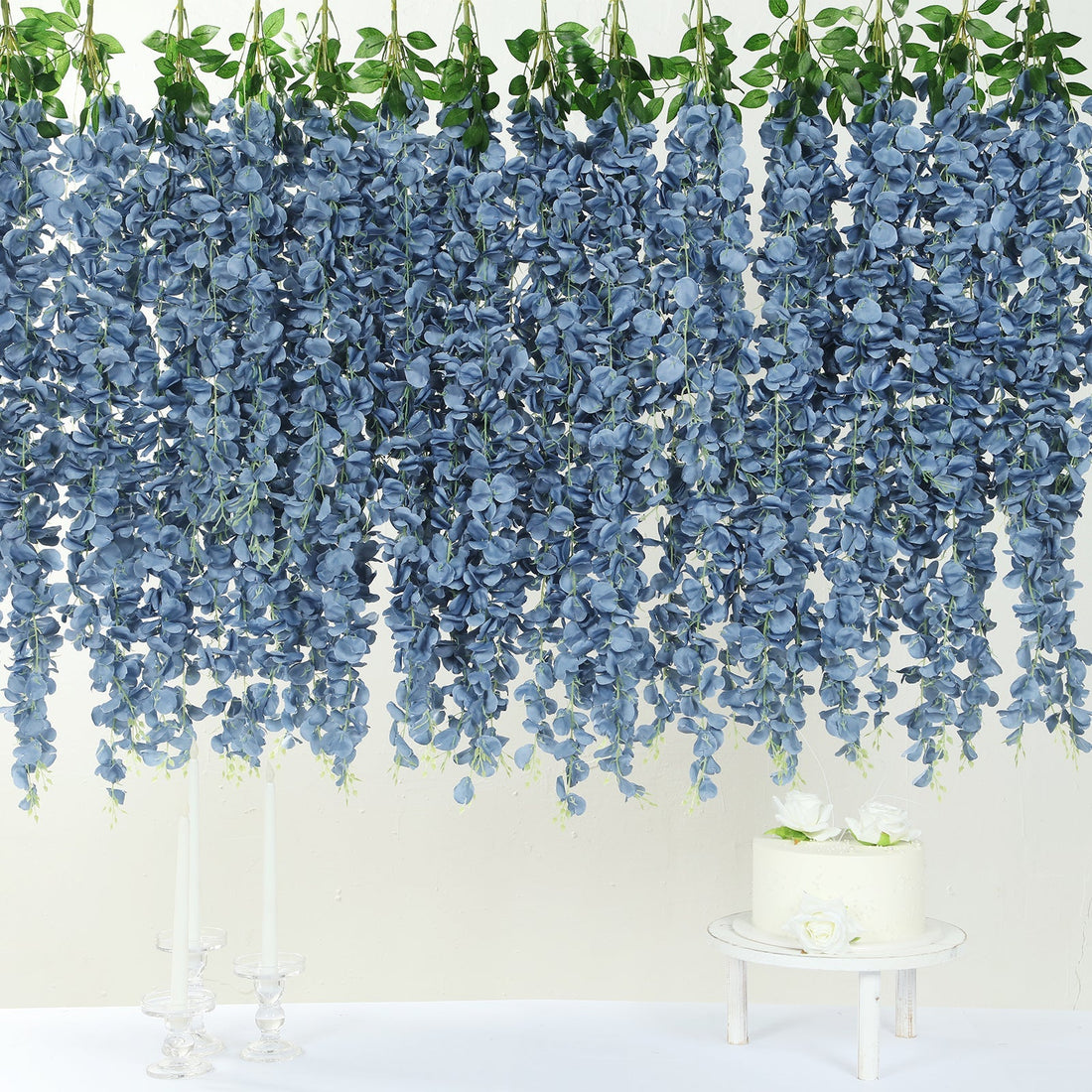wisteria garland Dusty Blue Silk Wisteria Garland 42