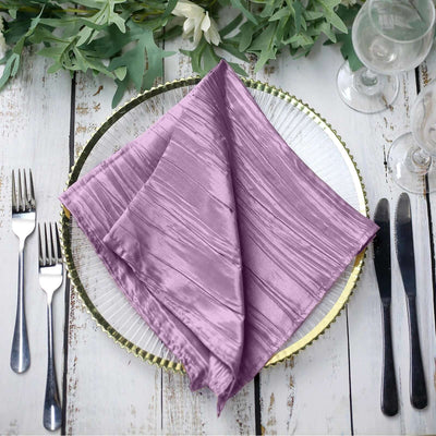 5 Pack Taffeta Napkins 20"x20" Violet Amethyst - Accordion Crinkle Cloth Napkins