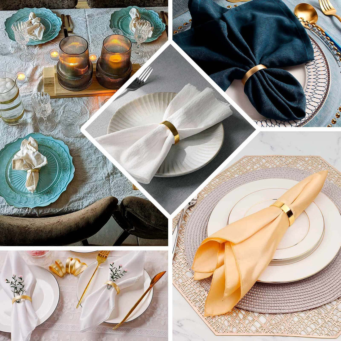 4-Pack Gold Metal Semicircle Napkin Rings | eFavormart
