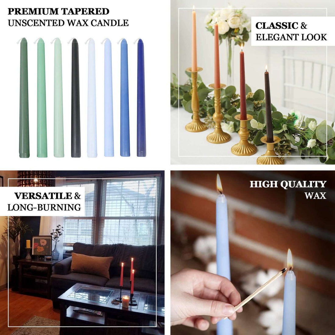 Navy Blue Premium Taper Candles 10 Pack | eFavormart