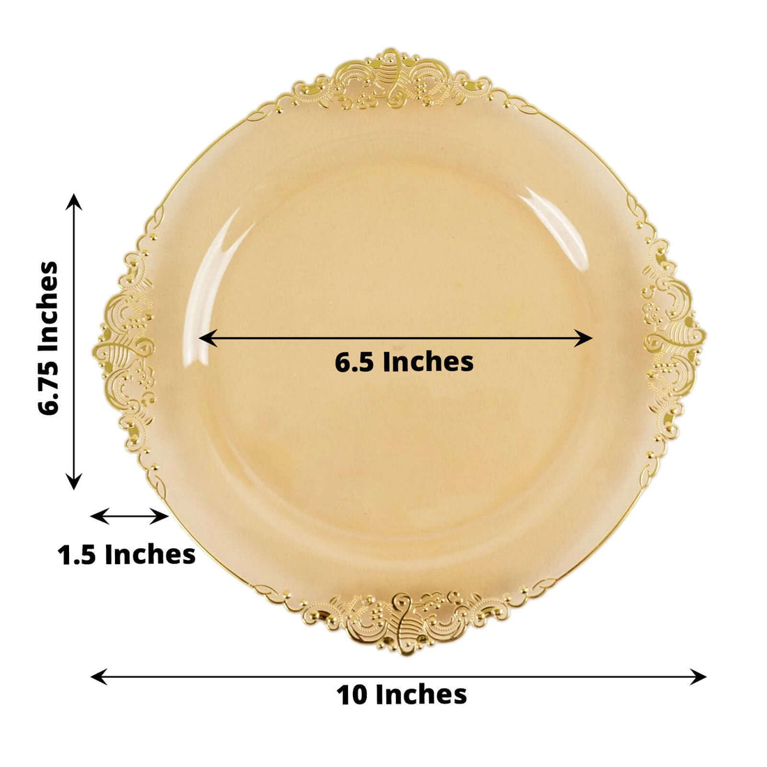 10pk 10in Round Dinner Plates Plastic Amber Gold | eFavormart