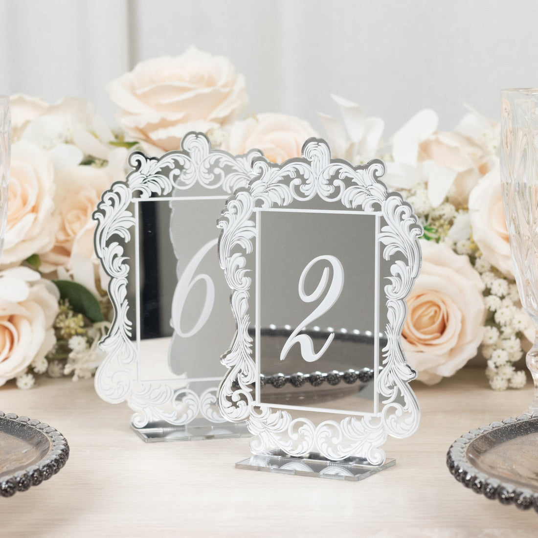 Mirrored Table Numbers Silver Acrylic Mirror Arch Table Numbers | eFavormart