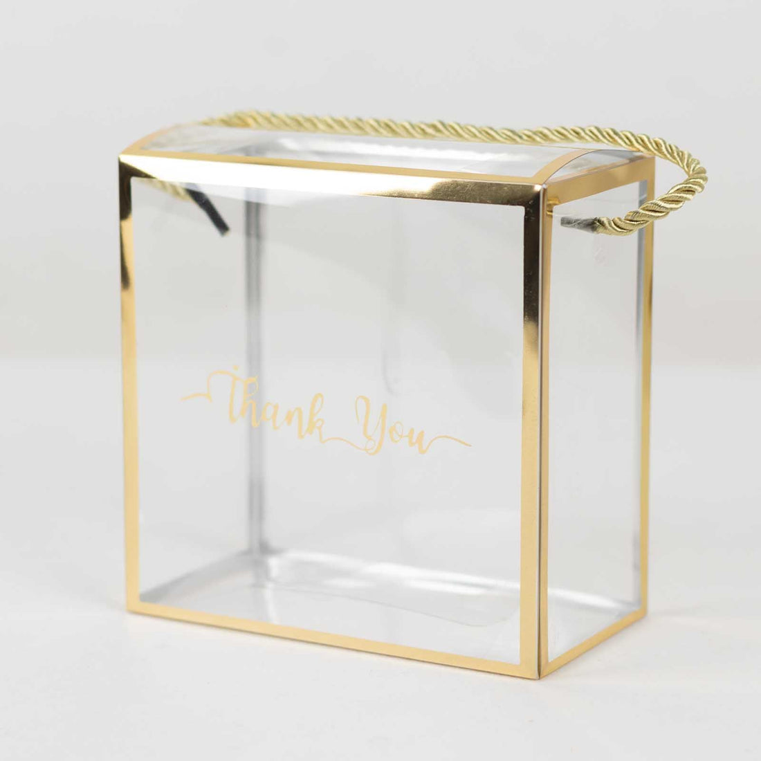 25-Pack Gold Trimmed Clear PVC Favor Boxes | eFavormart