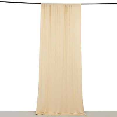 Beige 4-Way Stretch Spandex Backdrop Drape Curtain, Wrinkle Free Event Divider Panel with Rod Pockets - 5ftx10ft