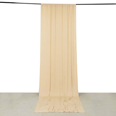 Beige 4-Way Stretch Spandex Backdrop Drape Curtain, Wrinkle Free Event Divider Panel with Rod Pockets - 5ftx14ft
