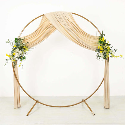 Beige 4-Way Stretch Spandex Backdrop Drape Curtain, Wrinkle Free Event Divider Panel with Rod Pockets - 5ftx18ft