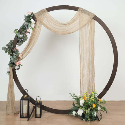 Beige Gauze Cheesecloth Draping Fabric Wedding Arch Decorations, Window Scarf Valance Drapes, Boho Arbor Long Curtain Panel 20ft