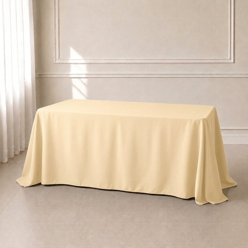 beige premium polyester rectangle tablecloth