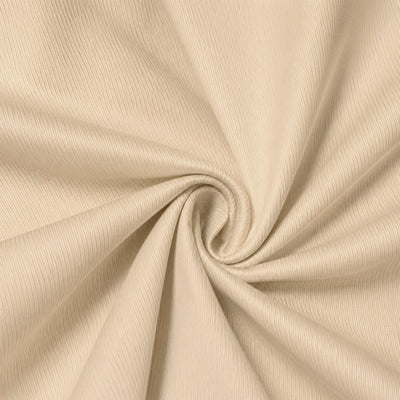 Beige ribbed fabric texture with elegant spiral fold pattern