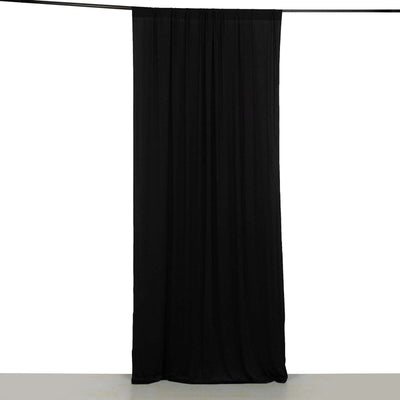 Black 4-Way Stretch Spandex Backdrop Drape Curtain, Wrinkle Free Event Divider Panel with Rod Pockets - 5ftx10ft