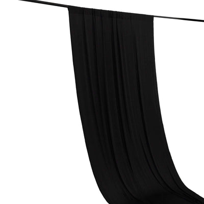 Black 4-Way Stretch Spandex Backdrop Drape Curtain, Wrinkle Free Event Divider Panel with Rod Pockets - 5ftx16ft