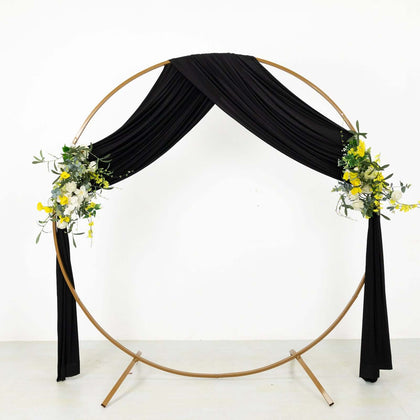 Black 4-Way Stretch Spandex Backdrop Drape Curtain, Wrinkle Free Event Divider Panel with Rod Pockets - 5ftx18ft