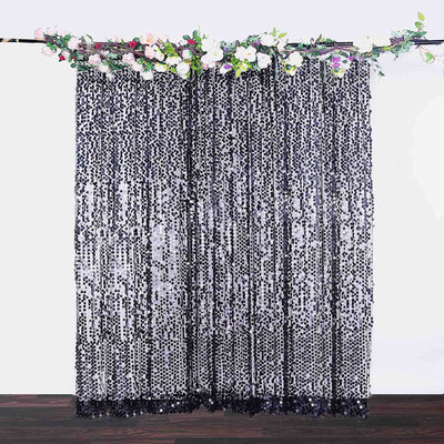 Black Big Payette Sequin Backdrop Drape Curtain, Photo Booth Event Divider Panel - 8ftx8ft