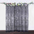 Sequin curtain draped elegantly on a rod with floral accents