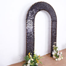 Black Double-Sided Big Payette Sequin Open Arch Backdrop Cover, U-Shaped Fitted Wedding Arch 8ft