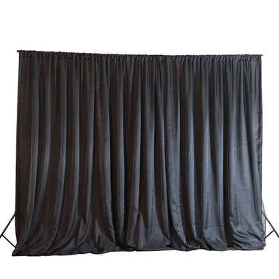 Black Chiffon Polyester Backdrop Drape Curtain, Dual Layer Event Divider Panel with Rod Pockets - 20ftx10ft