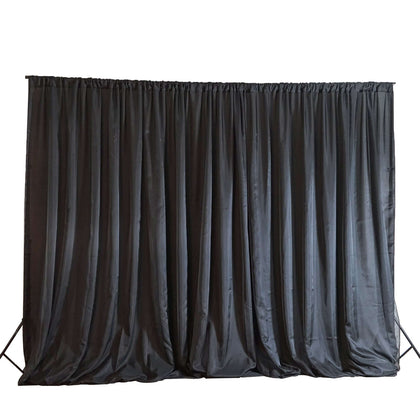 Black Chiffon Polyester Backdrop Drape Curtain, Dual Layer Event Divider Panel with Rod Pockets - 20ftx10ft