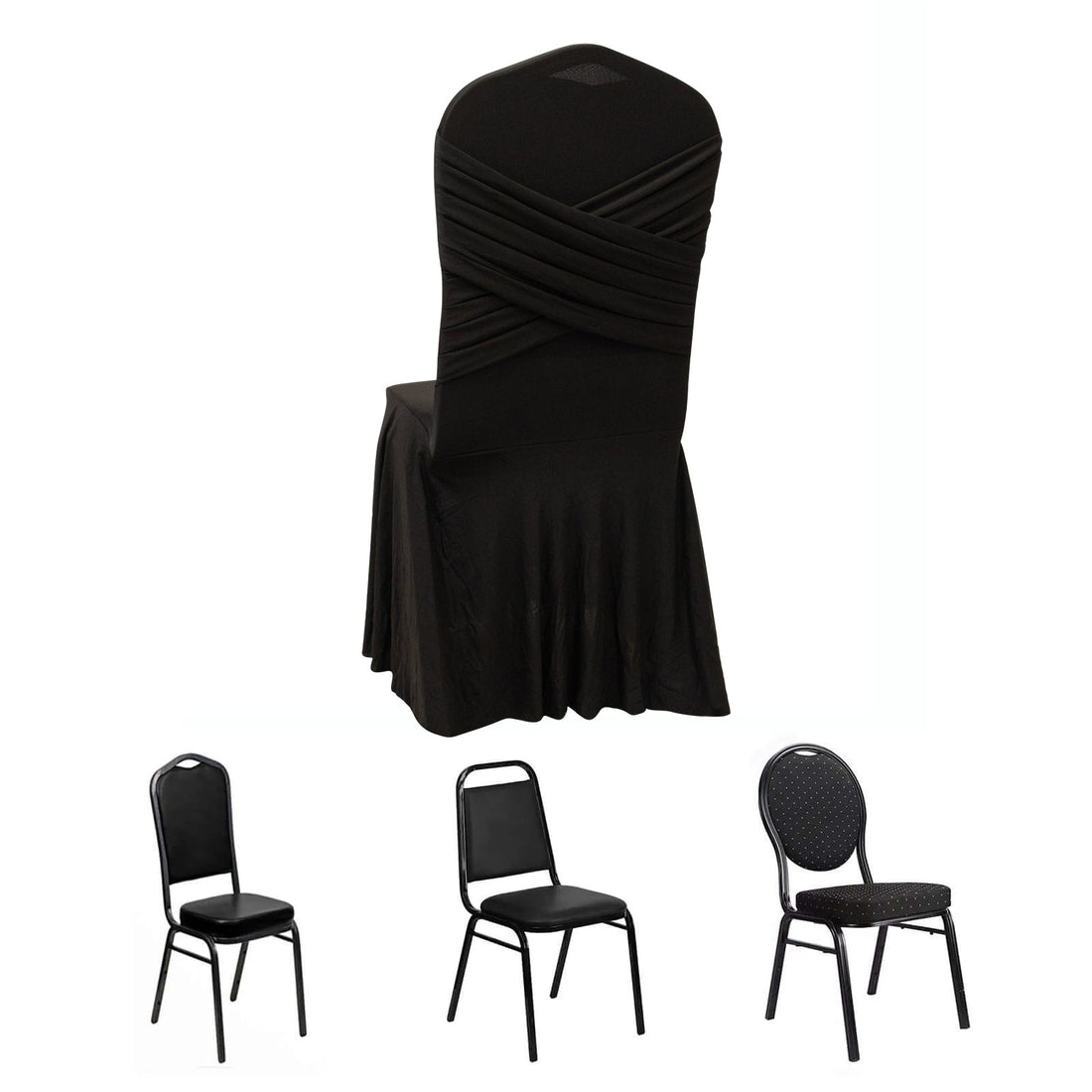 Four styles of event chairs on a plain background.