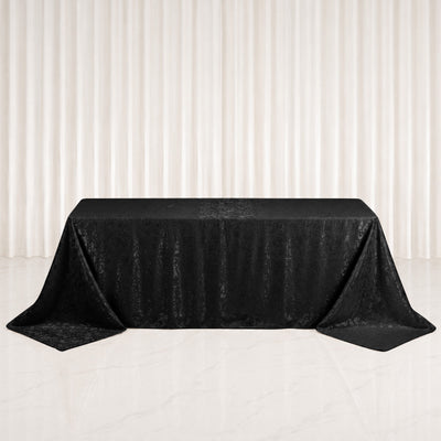 90"x132" Jacquard Tablecloth Rectangular, Black - Abstract Watercolor Pattern