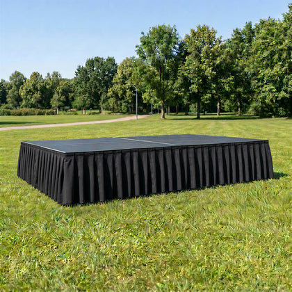 Portable Scuba Stage Skirting Black Shirred Pleated Stage Cover for Wedding & Event Platforms - Wrinkle-Free, Stain Resistant - 16"x10ft