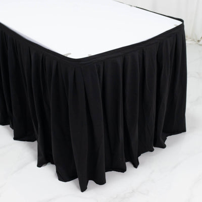 Black pleated table skirt drape for events and banquet tables