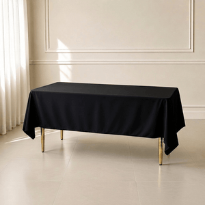 black rectangular tablecloth on a table