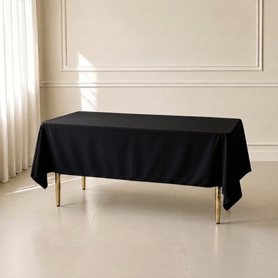 Premium Polyester Rectangle Tablecloth 60"x102" Black - 220GSM Wrinkle-Resistant & Stain-Proof Finish