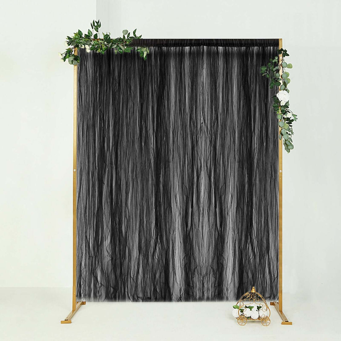 Black crinkled backdrop with greenery accents for photography setups #whtbkgd