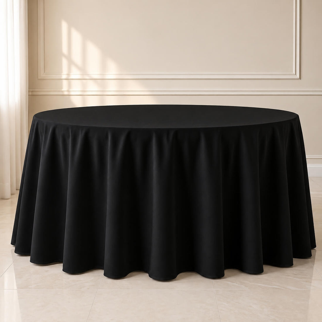black premium polyester round tablecloth