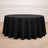Black round tablecloth on a wooden floor.