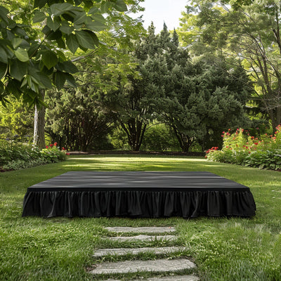 Portable Stage Skirting Polyester Shirred Pleat Stage Cover for Wedding Platform Black - 16"x10ft