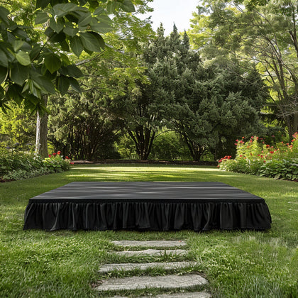 Portable Stage Skirting Polyester Shirred Pleat Stage Cover for Wedding Platform Black - 16"x10ft