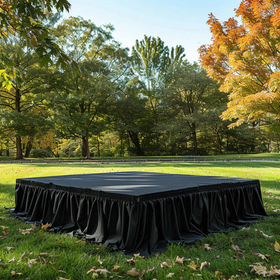 Portable Stage Skirting Polyester Shirred Pleat Stage Cover for Wedding Platform Black - 24"x20ft