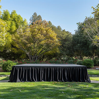 Portable Stage Skirting Polyester Shirred Pleat Stage Cover for Wedding Platform Black - 36"x20ft