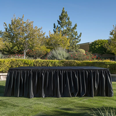 Portable Stage Skirting Polyester Shirred Pleat Stage Cover for Wedding Platform Black - 48"x20ft