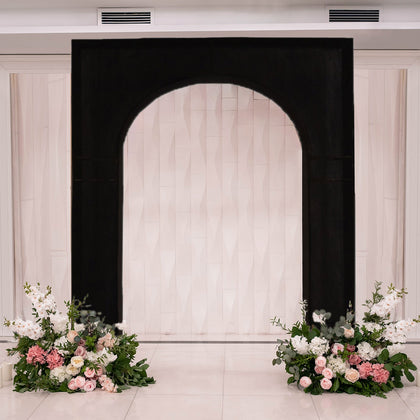 Black Spandex Wedding Arch Cover for Arc de Triomphe Stand, Stretch Fitted Floral Balloon Frame Backdrop Stand Cover - 8ft