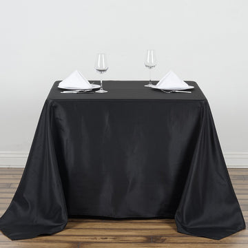 Elevate Your Event Decor with the Black Seamless Square Polyester Tablecloth