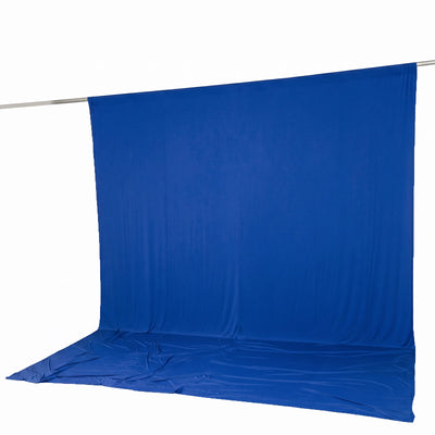 Blue photography backdrop curtain on a stand with floor sweep