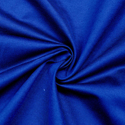 Blue ribbed fabric texture with swirling folds close-up