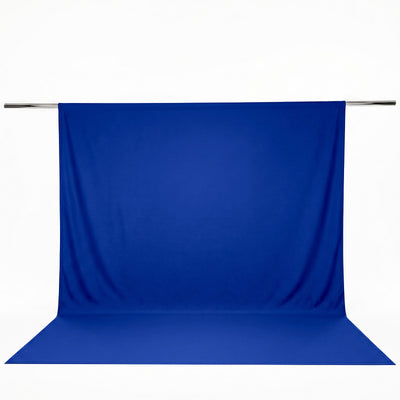 Blue seamless photography backdrop with support rod on white background#whtbkgd
