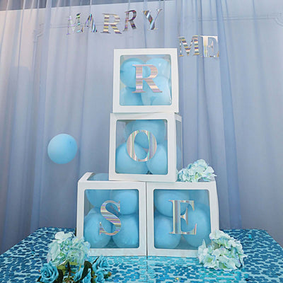 2 Pack White Transparent DIY Balloon Boxes, Baby Shower Party Decoration Boxes 12"